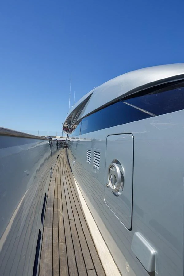 The sleek exterior of the yacht showcases its modern design and luxurious finish. aboard BOLARO Yacht for Sale