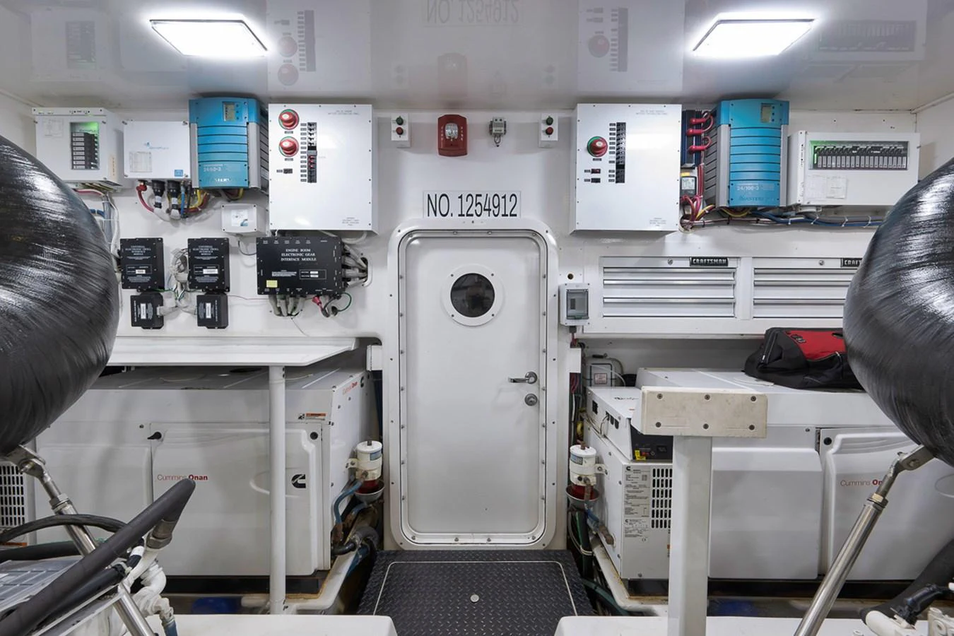 The engine room is equipped with advanced machinery and control systems, ensuring optimal performance and safety. aboard REEL HAWK Yacht for Sale