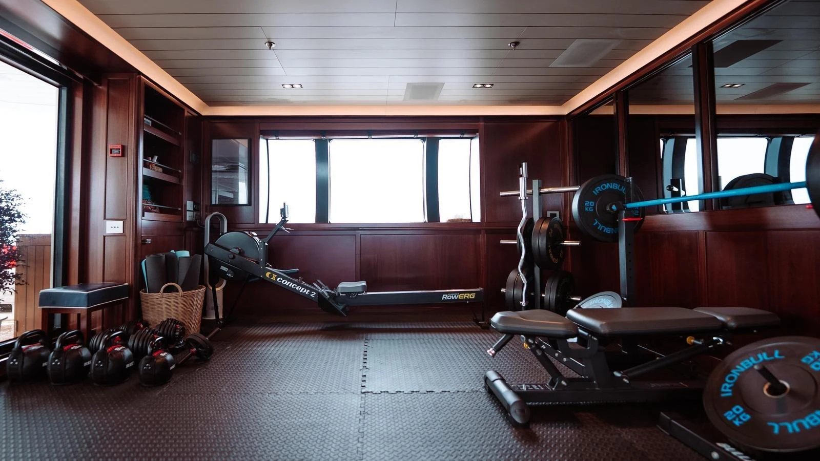 The yacht features a well-equipped gym with modern fitness equipment and ample space for workouts. aboard GALILEO Yacht for Sale