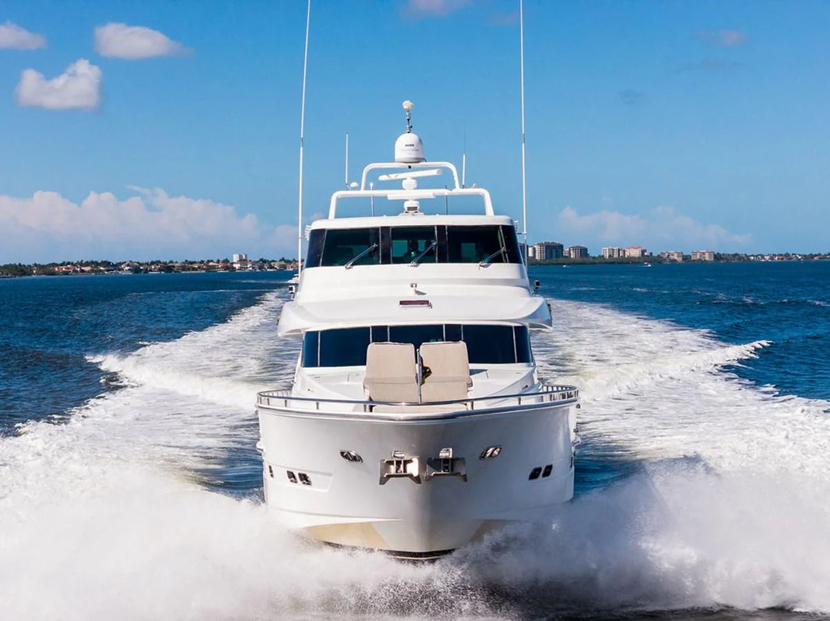 A luxurious yacht cruising through the water, showcasing its impressive design and performance. aboard BABE Yacht for Sale
