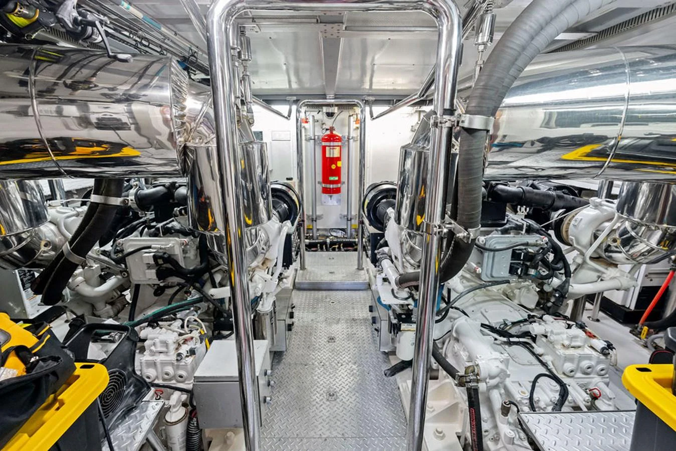 The engine room showcases the yacht's powerful and meticulously maintained machinery. aboard BABE Yacht for Sale
