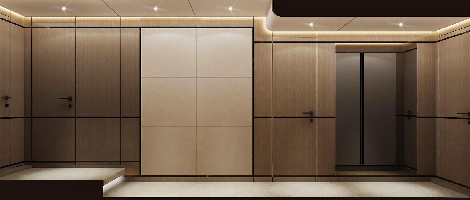 The yacht's interior features a modern, minimalist design with sleek wood paneling and subtle lighting. aboard G 24 / 03 Yacht for Sale