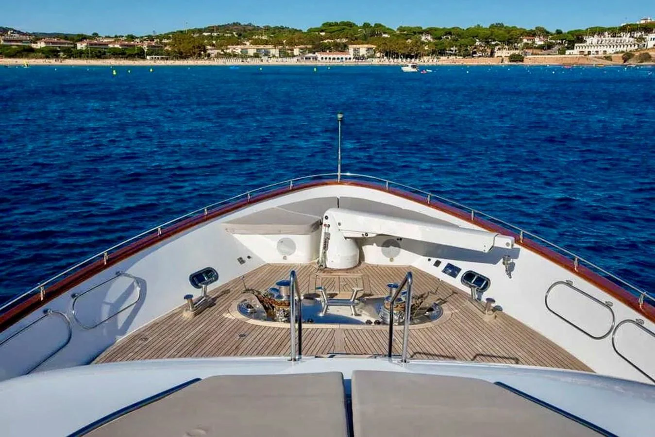 The bow of the yacht offers a spacious deck with stunning views of the surrounding waters. aboard BALANDRAU Yacht for Sale