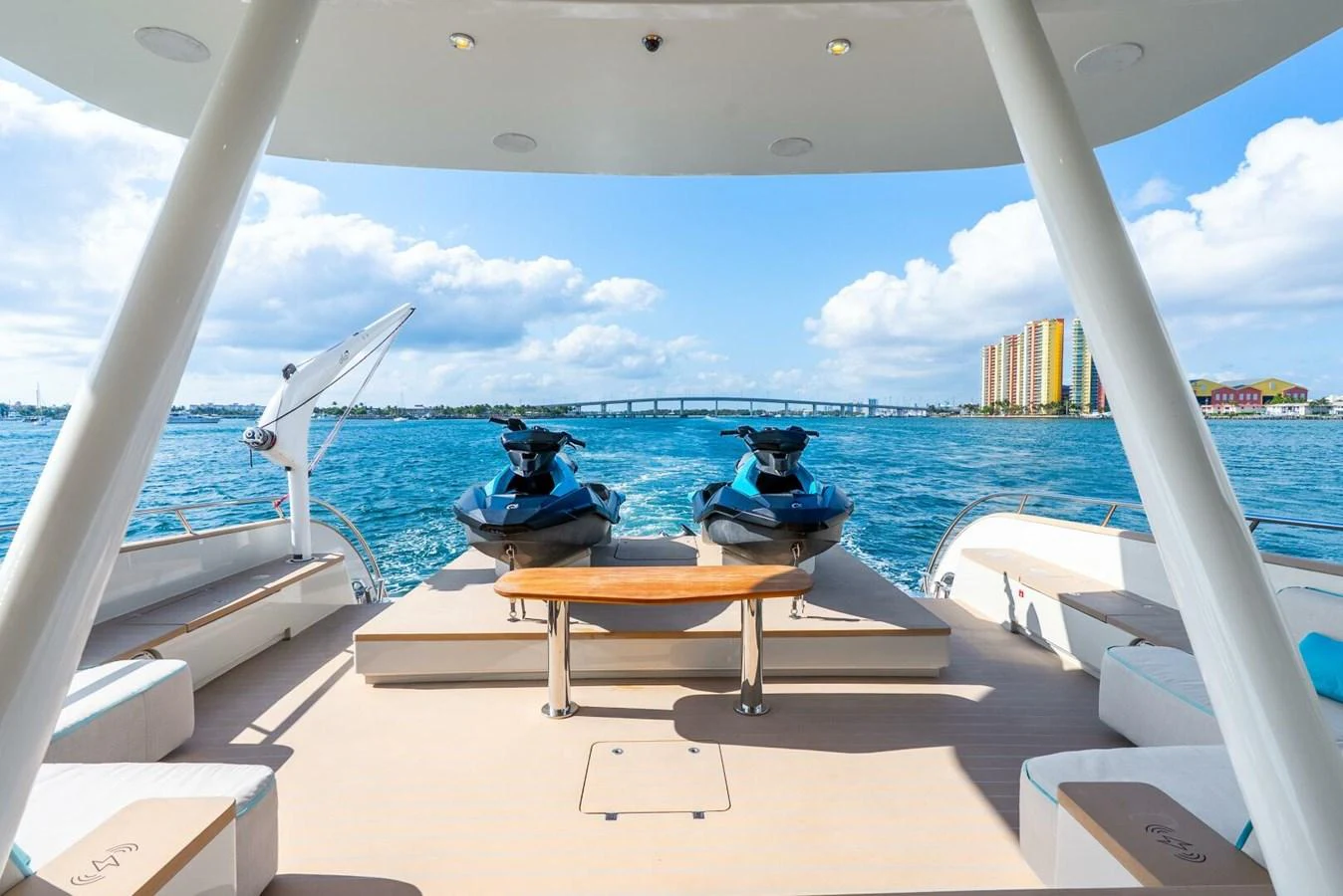 The aft deck features two jet skis ready for adventure on the open water. aboard LADY SADIE Yacht for Sale