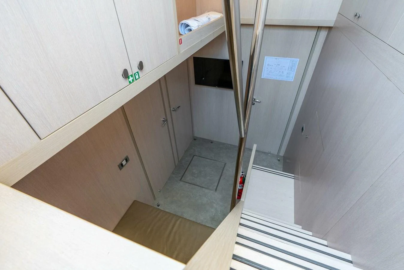 A view of the yacht's interior stairway and hallway area. aboard LADY SADIE Yacht for Sale