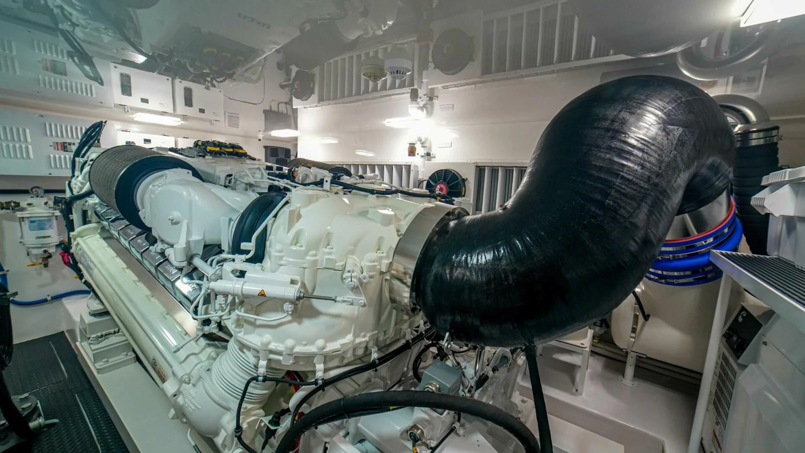 The engine room showcases powerful machinery and meticulous engineering. aboard FREE SPOOL Yacht for Sale