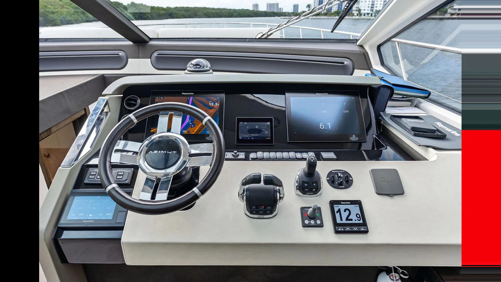 The helm station features advanced navigation and control systems for a seamless sailing experience. aboard VILLAGGIO Yacht for Sale