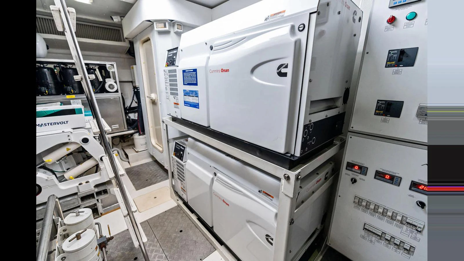 The yacht's engine room is equipped with advanced machinery and control panels. aboard VILLAGGIO Yacht for Sale