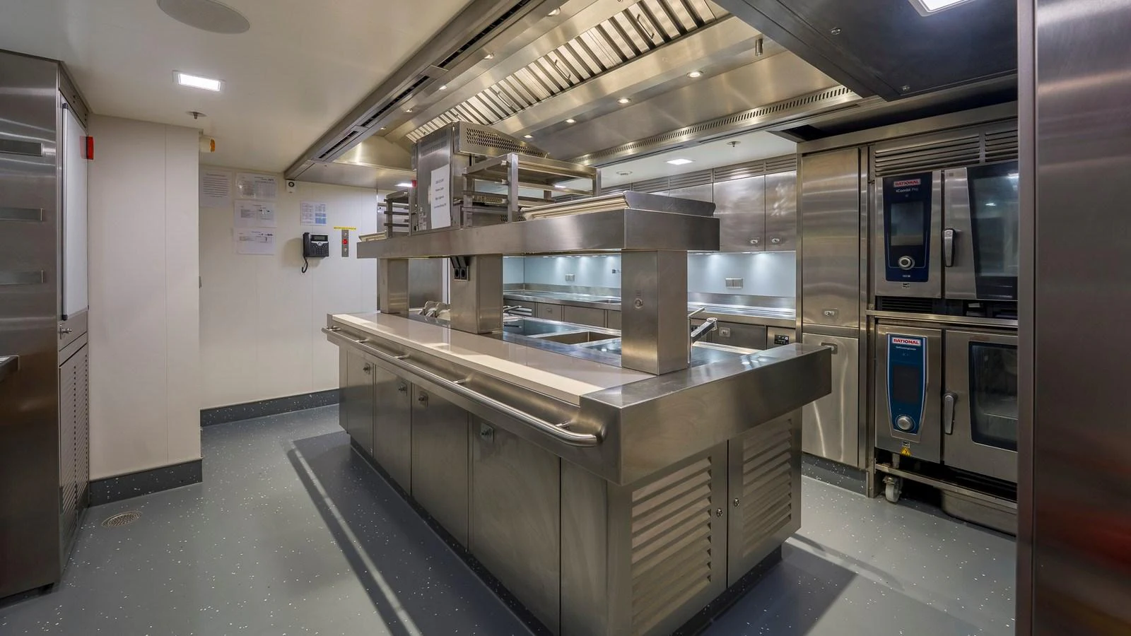 The yacht's galley is equipped with professional-grade stainless steel appliances and ample counter space. aboard NENINKA Yacht for Sale