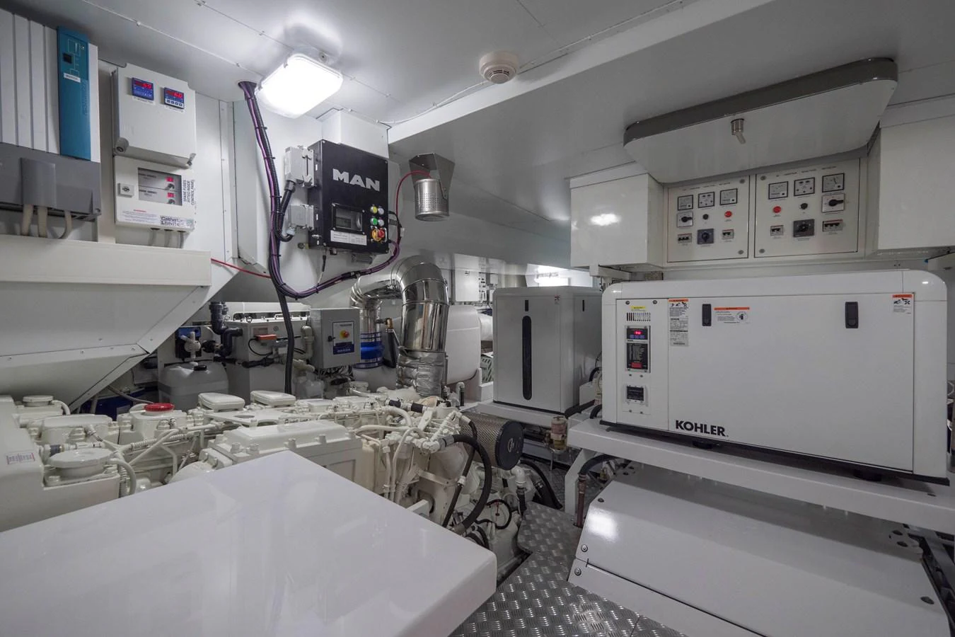The engine room is equipped with advanced machinery and systems for optimal performance. aboard MAXIMA Yacht for Sale