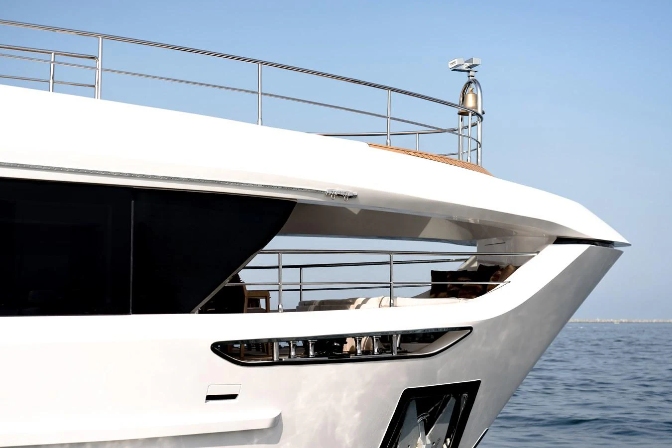 A sleek and modern yacht with a stylish exterior design, cruising on calm waters. aboard MAJESTY 100 TERRACE Yacht for Sale