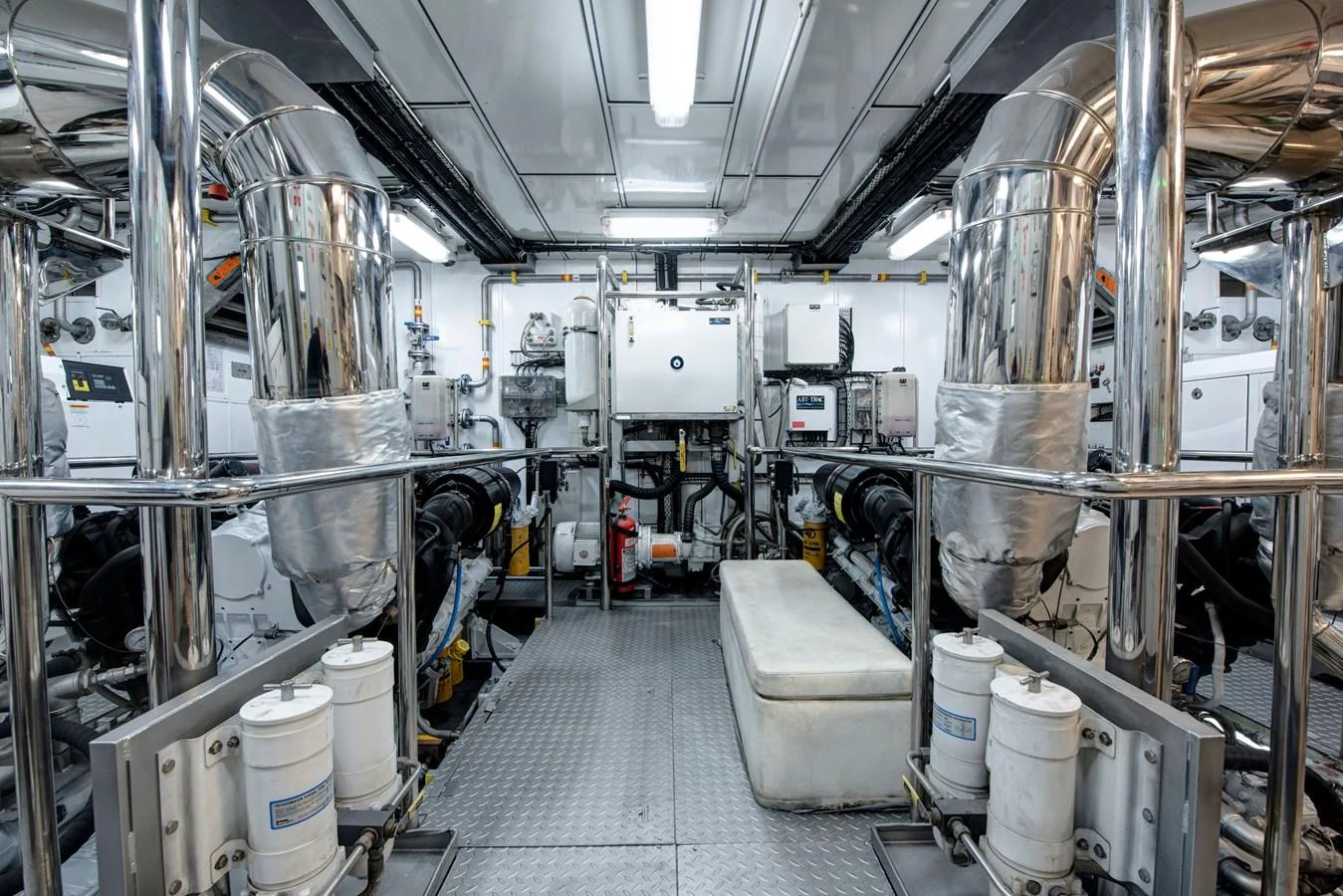 The engine room showcases the yacht's powerful and meticulously maintained machinery. aboard K Yacht for Sale