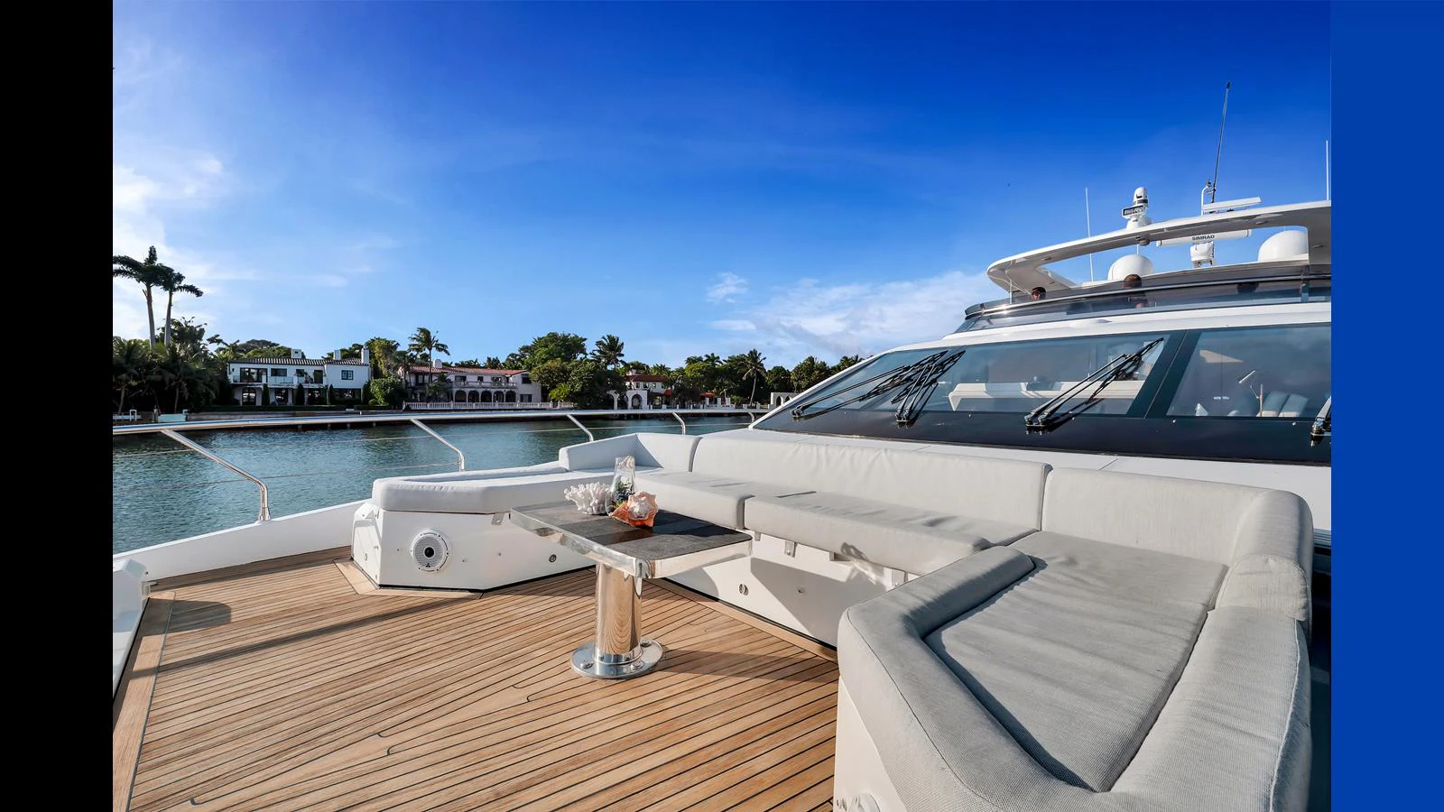 The foredeck features a spacious lounging area with plush seating and a sleek, modern design. aboard CLOUD 9 Yacht for Sale