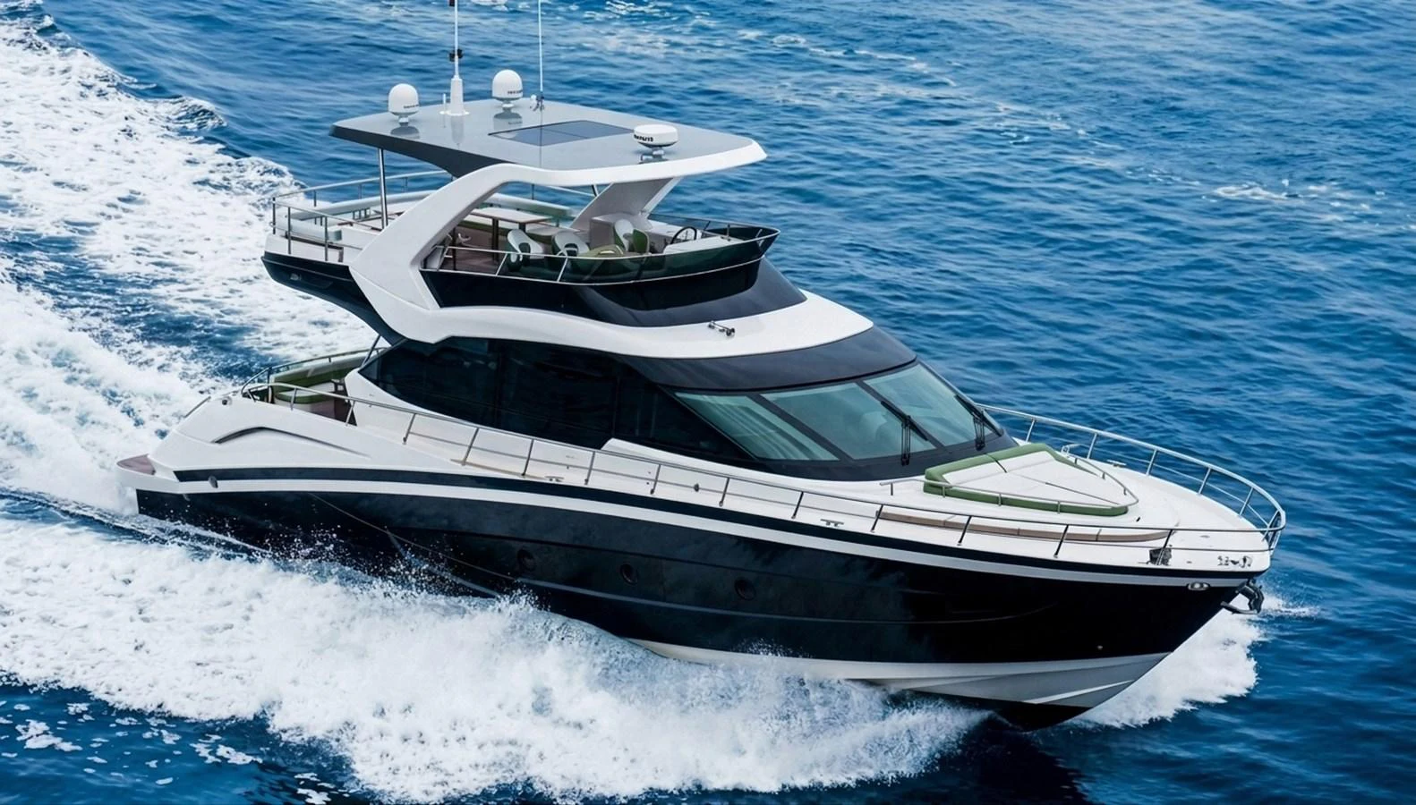 A sleek and modern yacht cruising through the open water, showcasing its elegant design and powerful performance. aboard ASB Yacht for Sale