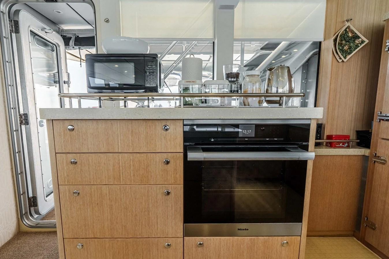 The yacht's galley is equipped with modern appliances and ample storage space. aboard UGLY BETTY Yacht for Sale