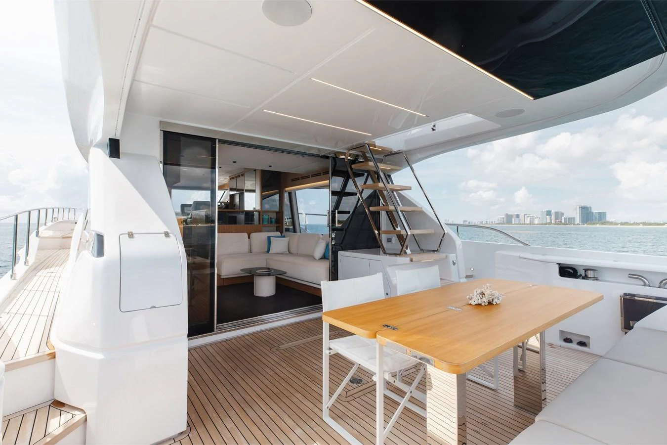 The aft deck offers a spacious and inviting area for alfresco dining and relaxation. aboard KATRIN I Yacht for Sale
