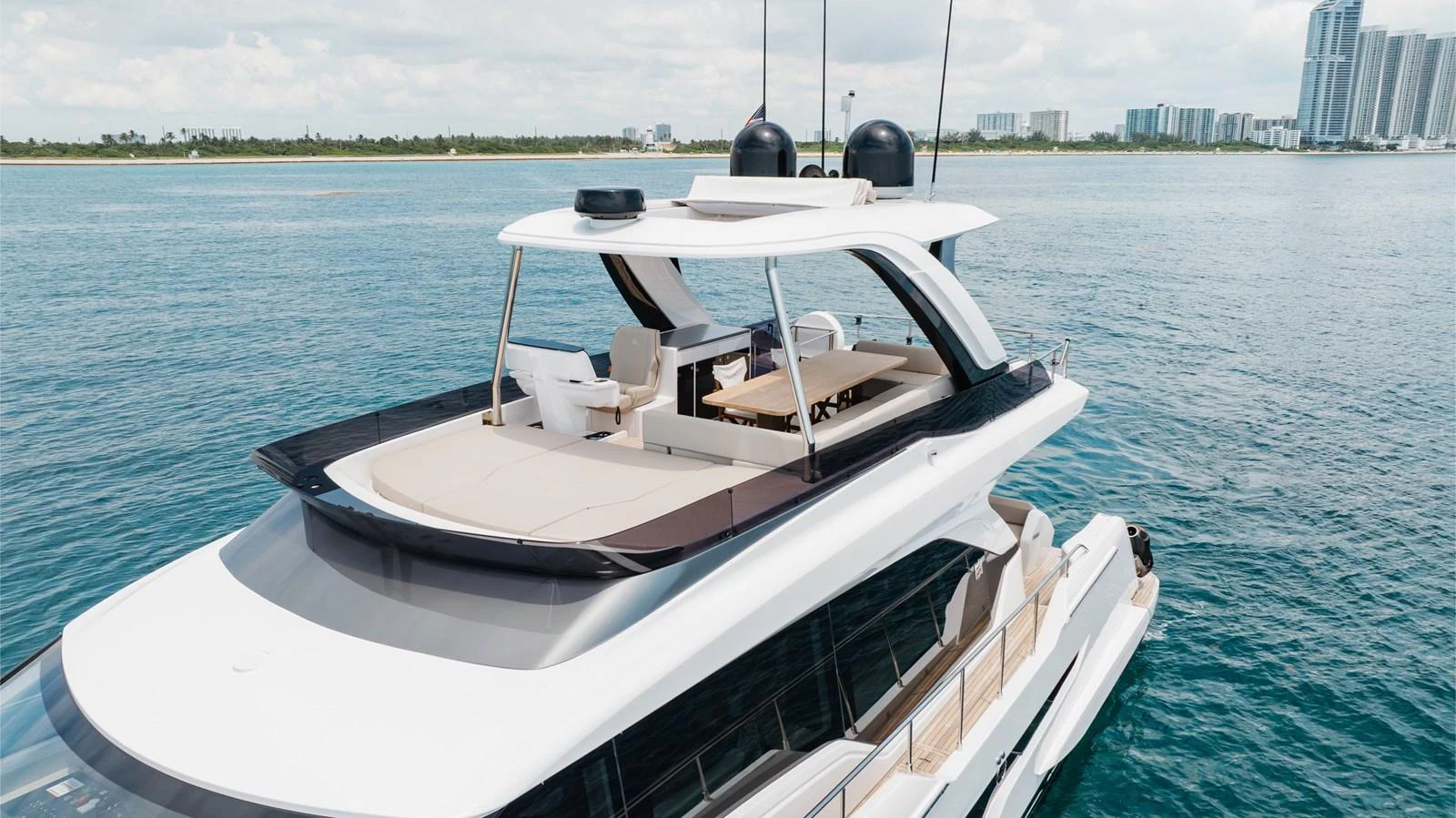 The yacht features a spacious flybridge with ample seating and lounging areas, perfect for enjoying the open sea. aboard KATRIN I Yacht for Sale