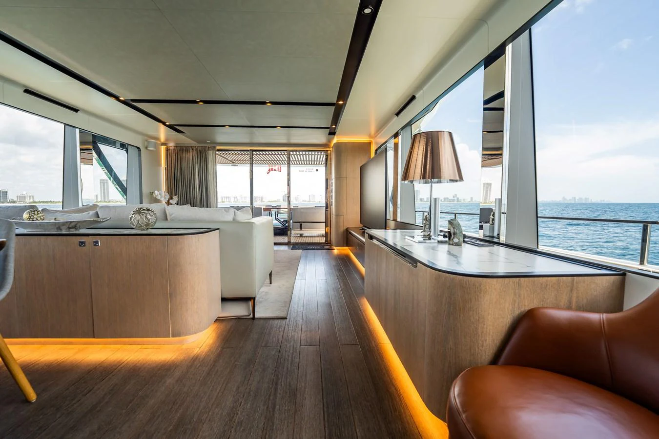 The salon offers a spacious and modern living area with panoramic views of the sea. aboard HOTEL COLLECTION Yacht for Sale