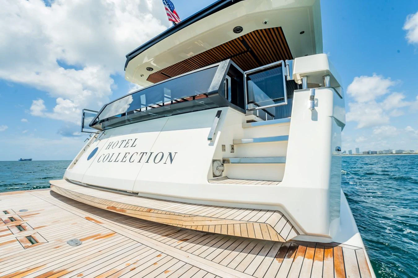The yacht's aft deck offers a spacious and inviting area for relaxation and enjoyment. aboard HOTEL COLLECTION Yacht for Sale