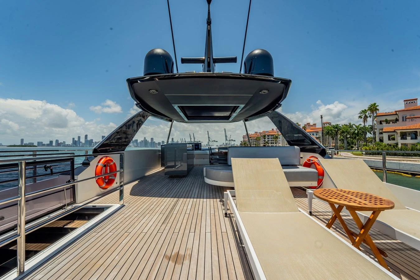 The sundeck offers a spacious and luxurious area for relaxation with stunning views. aboard HOTEL COLLECTION Yacht for Sale