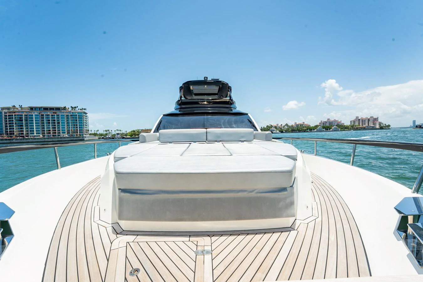The foredeck offers a spacious sunbathing area with luxurious cushions, perfect for relaxation. aboard HOTEL COLLECTION Yacht for Sale