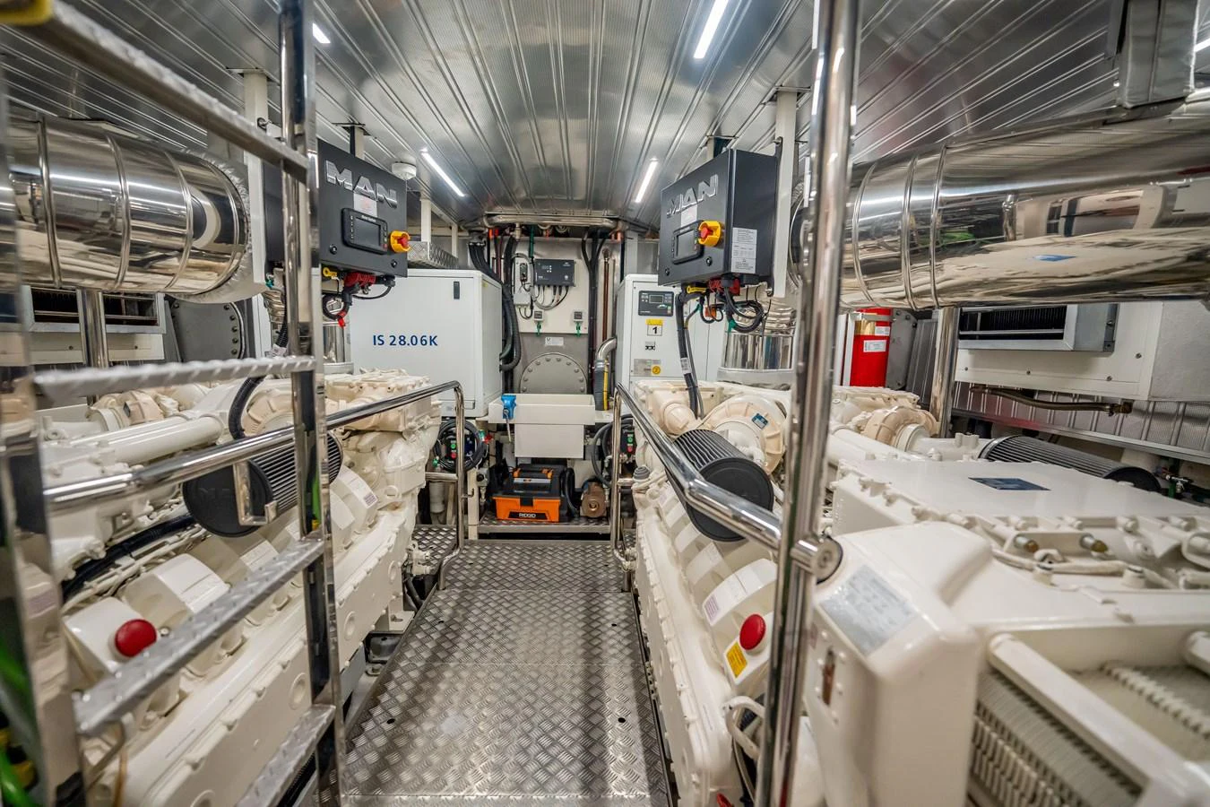 The engine room showcases powerful machinery and advanced engineering. aboard HOTEL COLLECTION Yacht for Sale