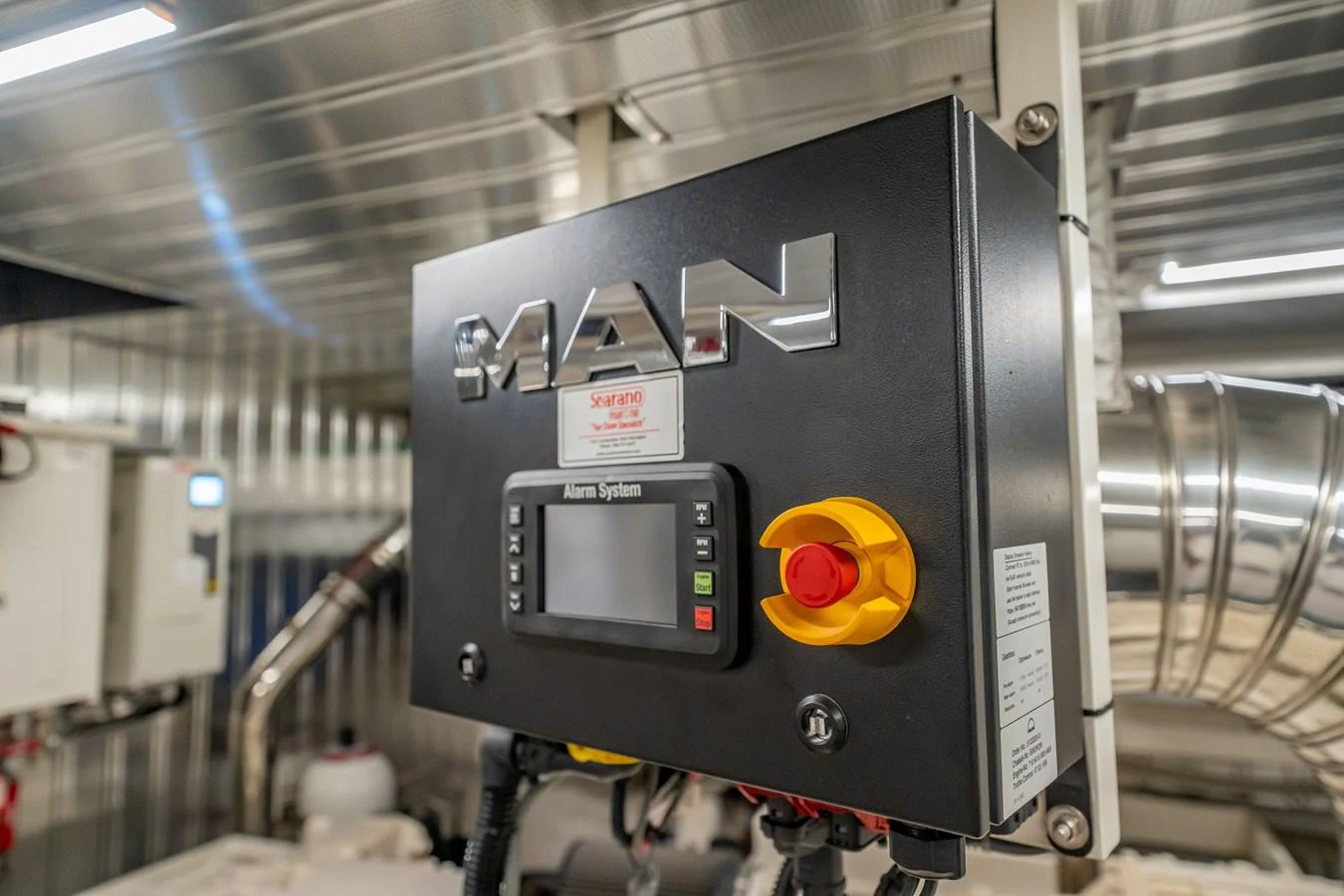A close-up view of the yacht's engine control system in the engine room. aboard HOTEL COLLECTION Yacht for Sale