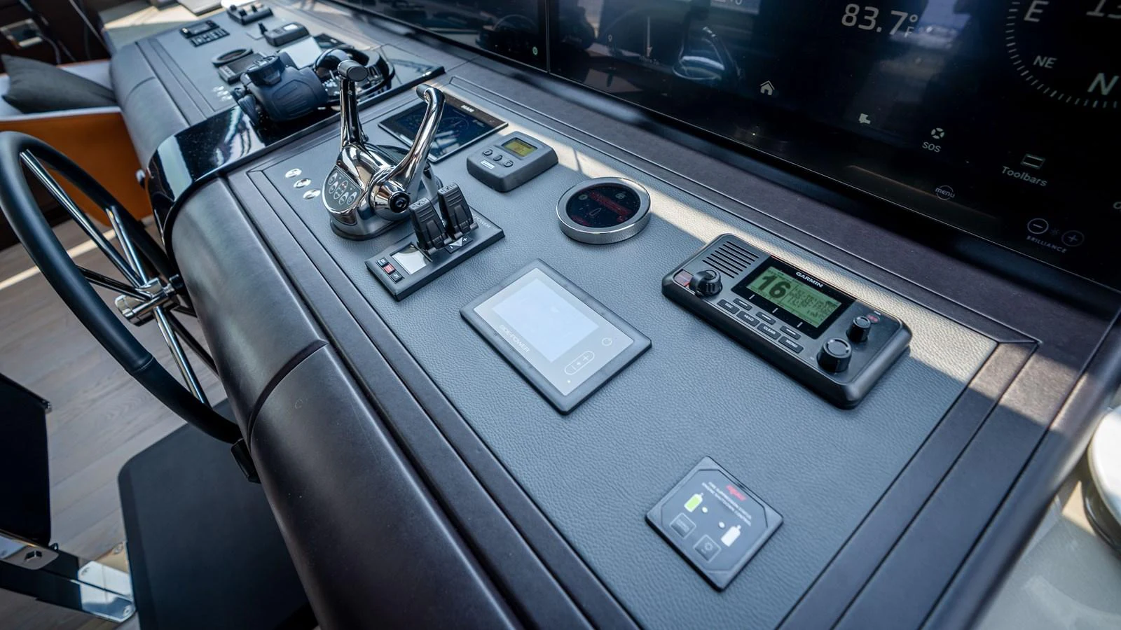 The helm station features advanced navigation and control systems for seamless yacht operation. aboard COOL CHANGE Yacht for Sale