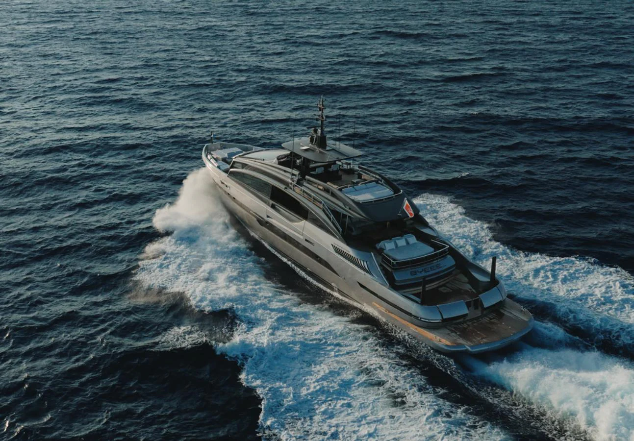 A sleek and modern yacht cruising swiftly through the open sea. aboard BYEEE... Yacht for Sale