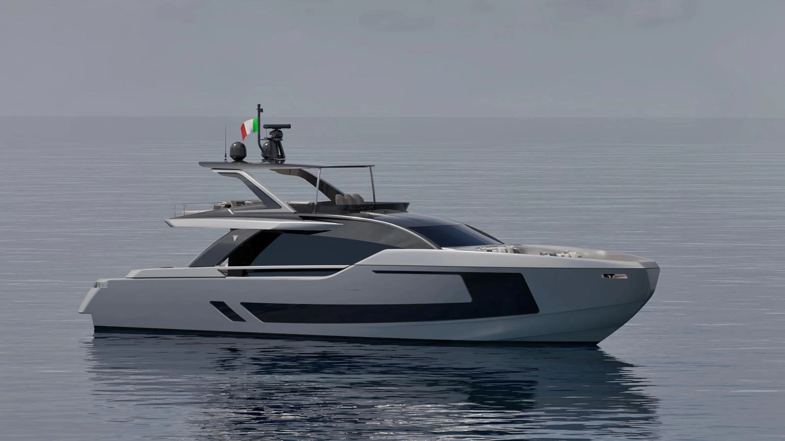 A sleek and modern yacht glides gracefully on calm waters, showcasing its elegant design. aboard 80' FILIPPETTI F80 Yacht for Sale