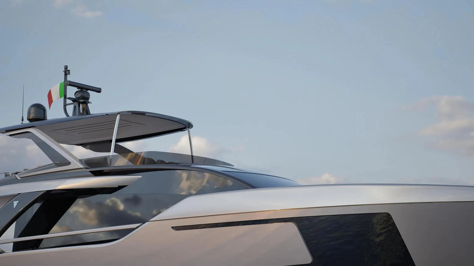 A sleek and modern yacht exterior with a streamlined design and elegant curves. aboard 80' FILIPPETTI F80 Yacht for Sale