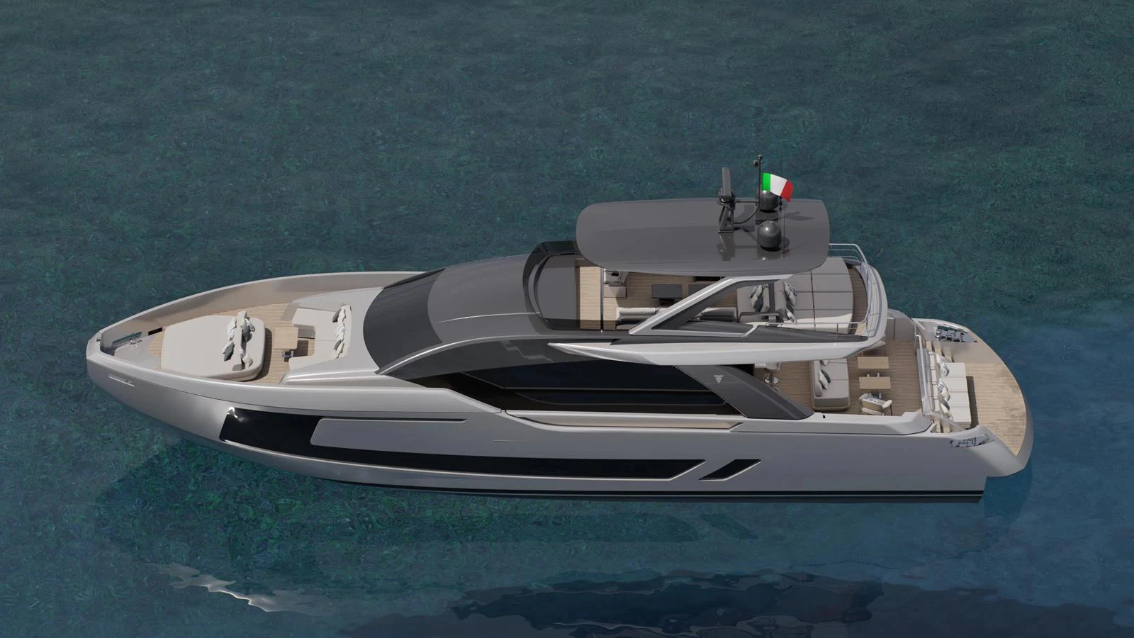 A sleek and modern yacht glides gracefully on clear blue waters, showcasing its elegant design and luxurious amenities. aboard 80' FILIPPETTI F80 Yacht for Sale