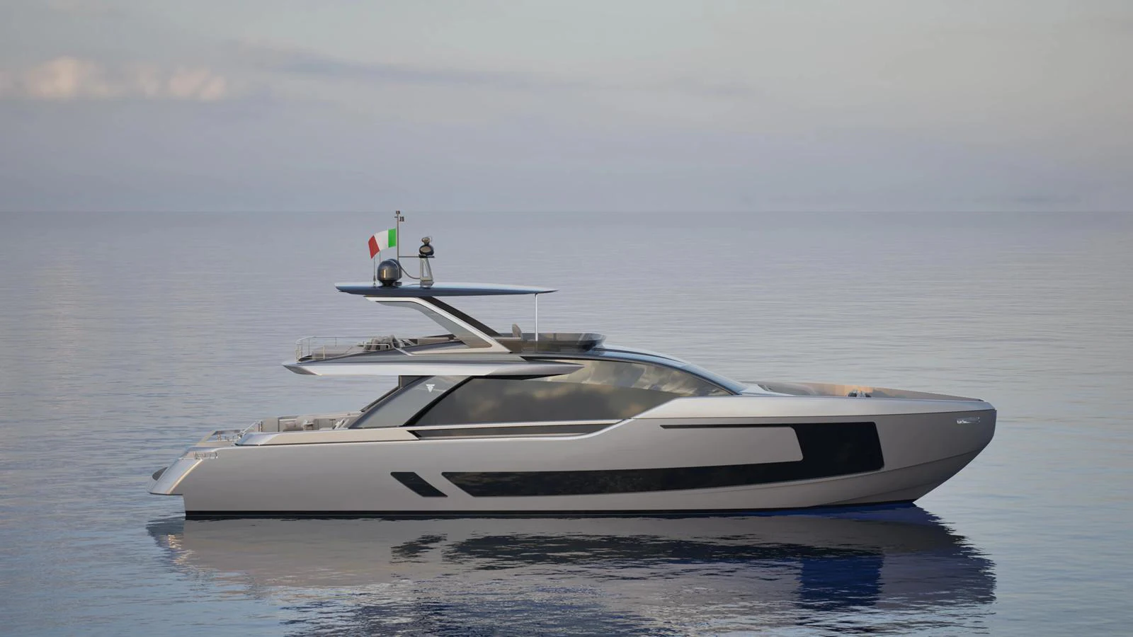 A sleek, modern yacht glides gracefully on calm waters, showcasing its elegant design and luxurious features. aboard 80' FILIPPETTI F80 Yacht for Sale