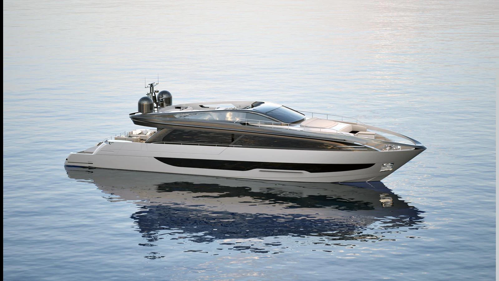 A sleek and modern yacht glides gracefully on calm waters, showcasing its elegant design. aboard 100' FILIPPETTI S100 Yacht for Sale