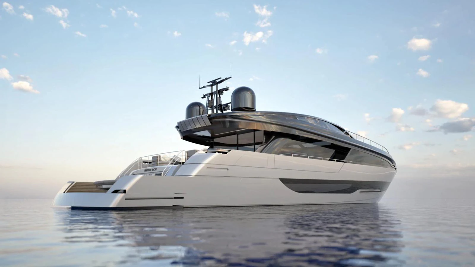 A sleek and modern yacht glides gracefully on calm waters under a clear sky. aboard 100' FILIPPETTI S100 Yacht for Sale