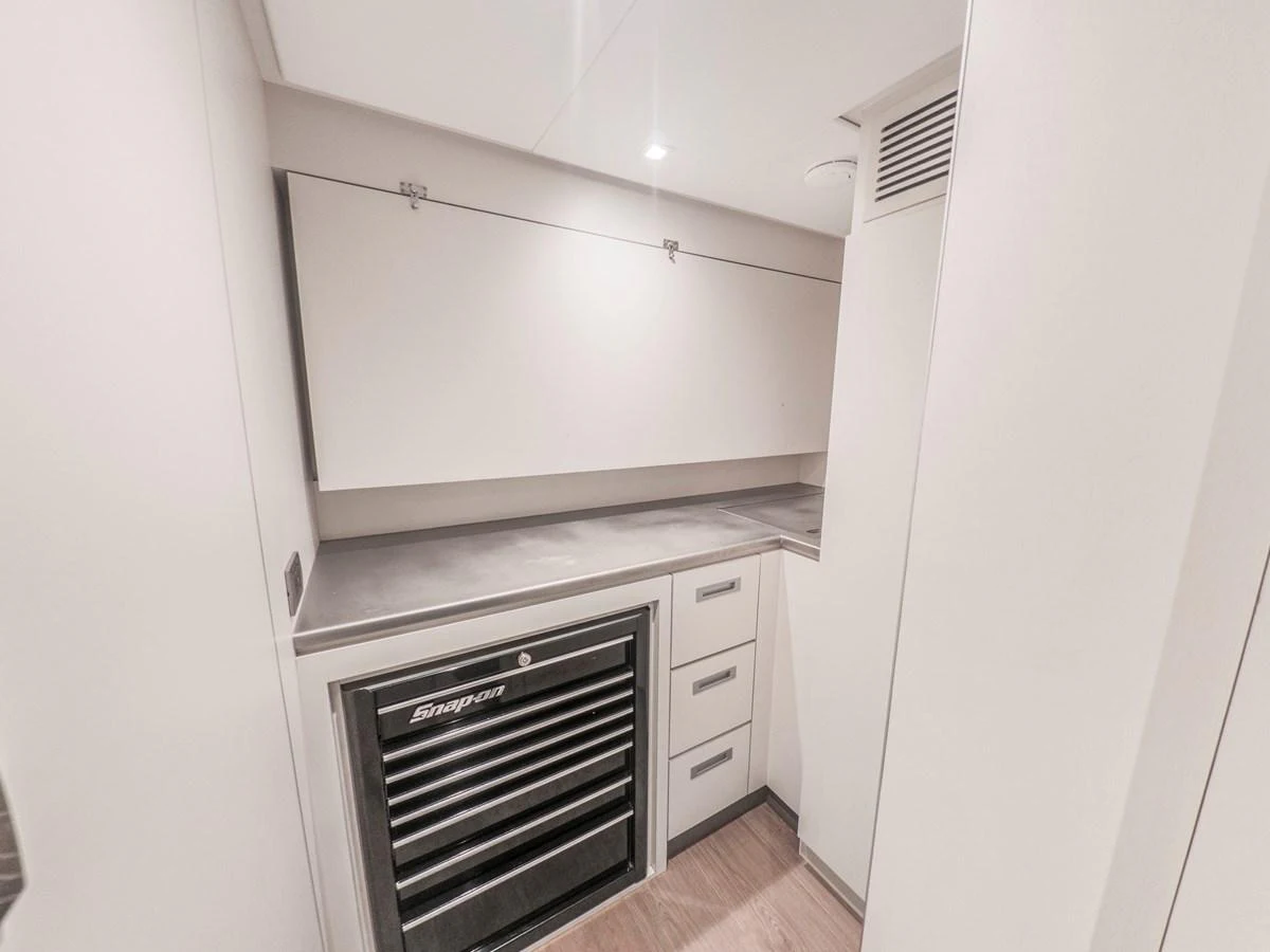 The galley features modern appliances and ample storage space. aboard LONE STAR Yacht for Sale
