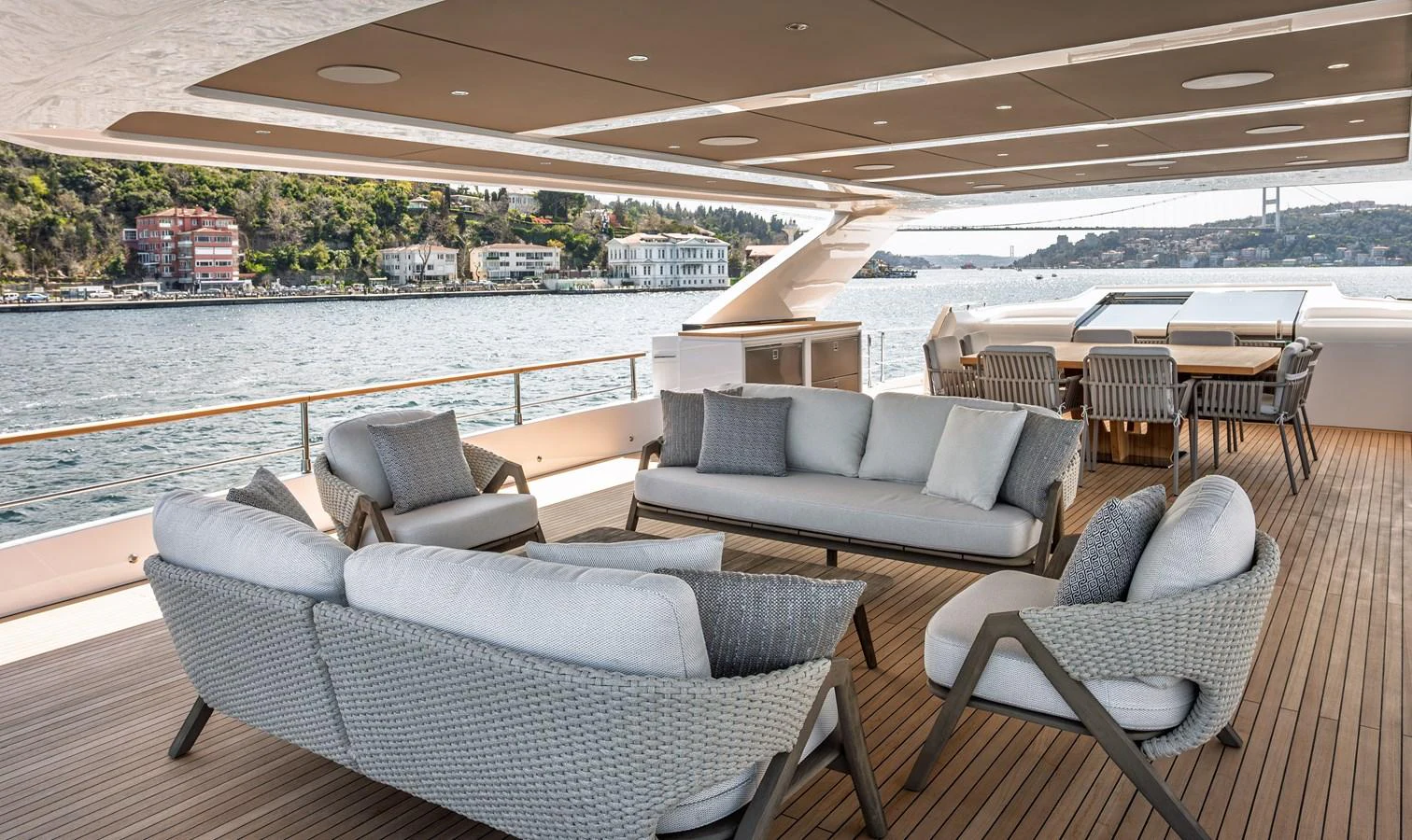 The aft deck offers a spacious and comfortable seating area with stunning views of the surrounding waters. aboard NUMARINE 30XP#3 Yacht for Sale