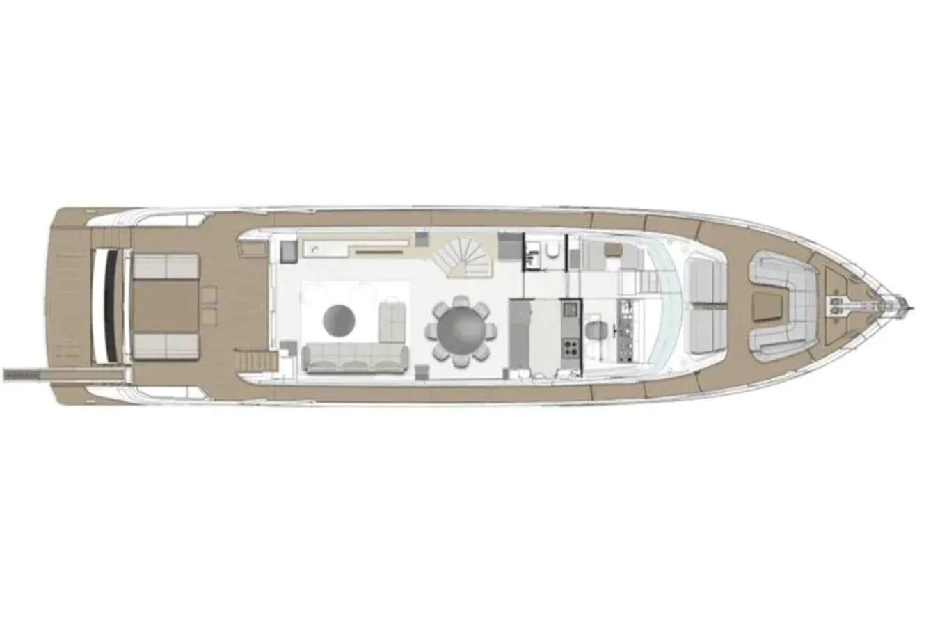 A detailed floor plan of the yacht showcasing its layout and design. aboard SAVIENNE Yacht for Sale