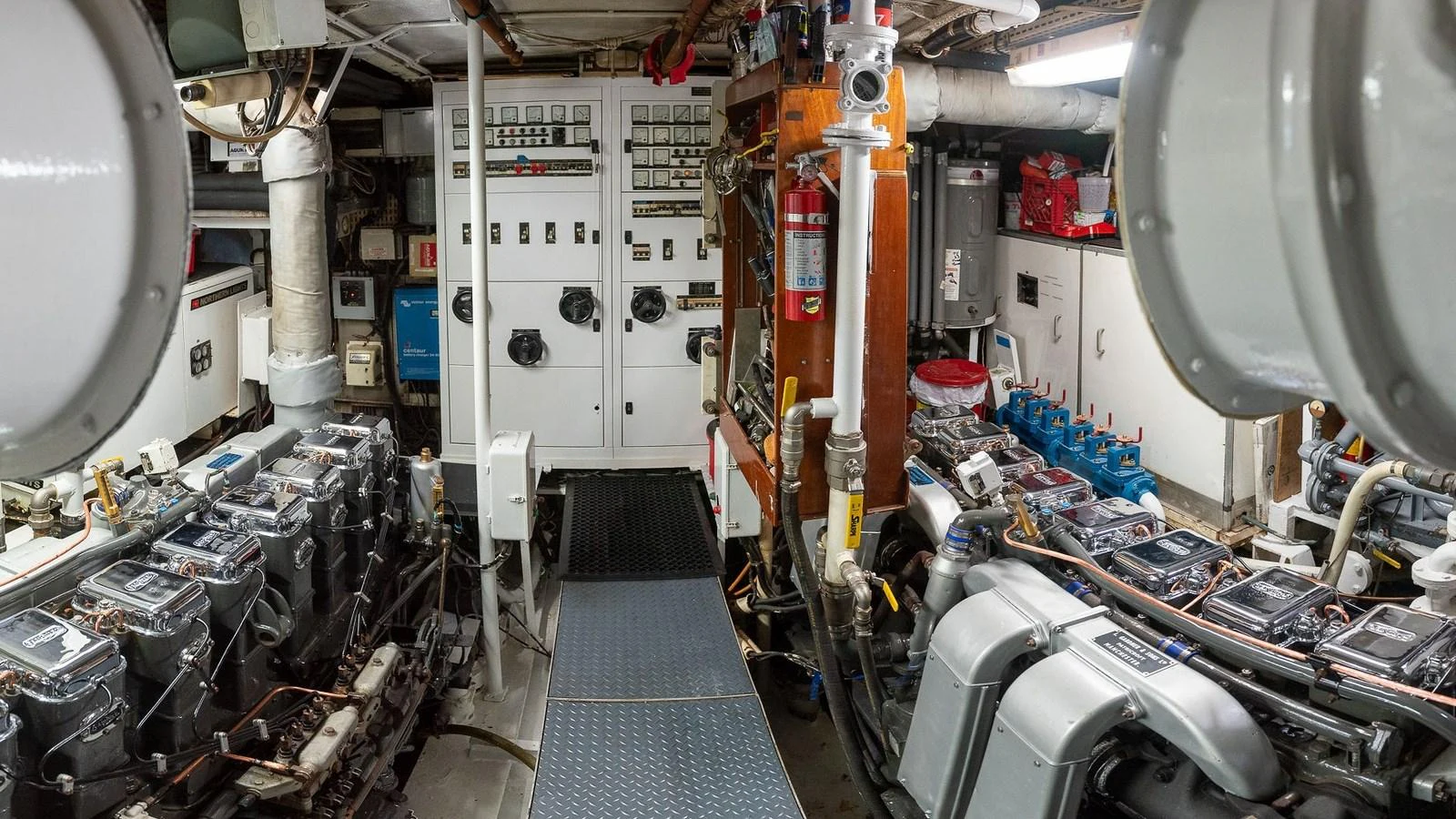 The engine room showcases the yacht's powerful machinery and technical equipment. aboard SISISI Yacht for Sale