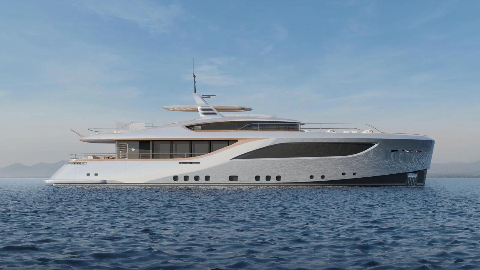 A sleek and modern yacht glides gracefully on calm waters under a clear blue sky. aboard EPOQ Yacht for Sale