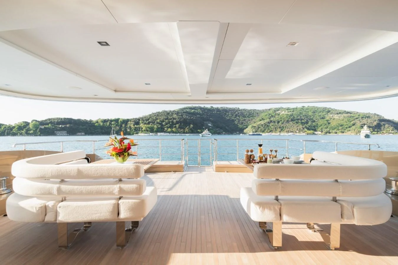 The aft deck offers a spacious and luxurious seating area with stunning views of the surrounding waters. aboard PICK UP Yacht for Sale