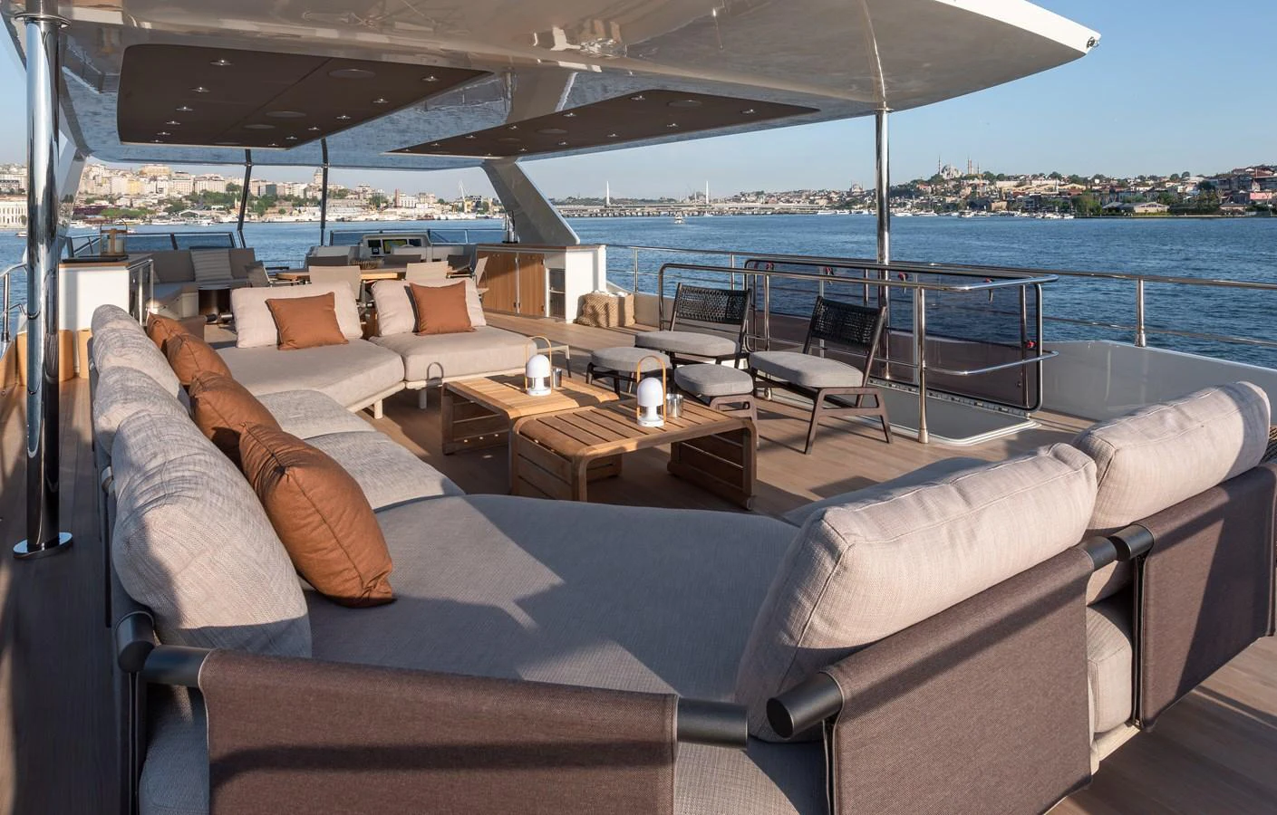 The flybridge offers a spacious and comfortable seating area with panoramic views of the surrounding waters. aboard NUMARINE 27XP#6 Yacht for Sale