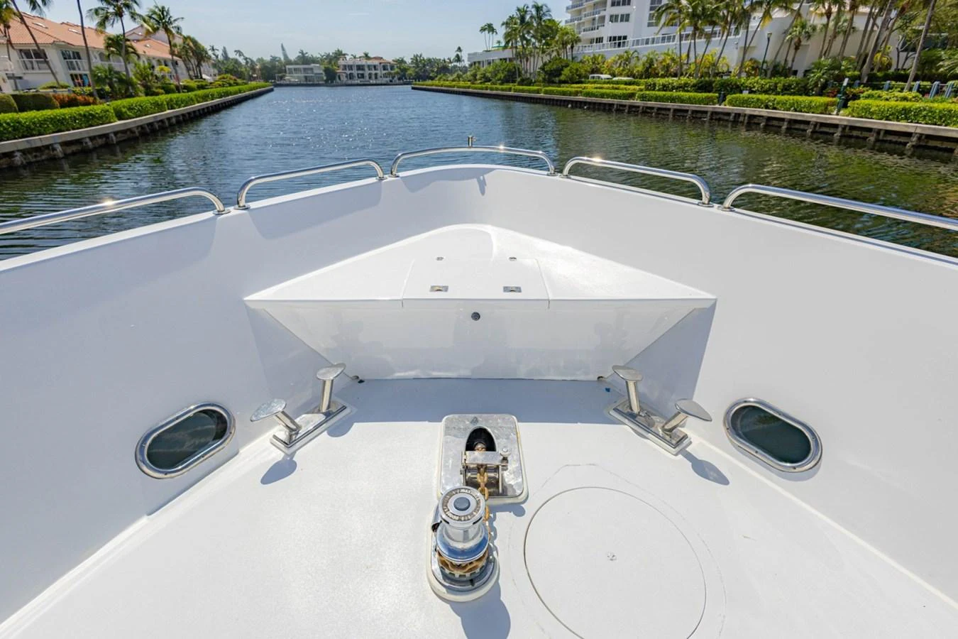 The bow of the yacht offers a pristine and spacious area with a clear view of the surrounding waters. aboard MY ANGEL Yacht for Sale