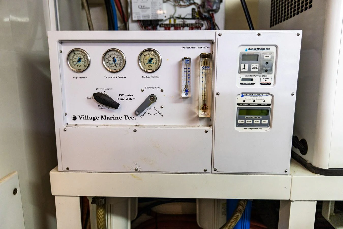 A close-up view of the yacht's water purification system, showcasing its technical components. aboard DAWN TRADER VII Yacht for Sale