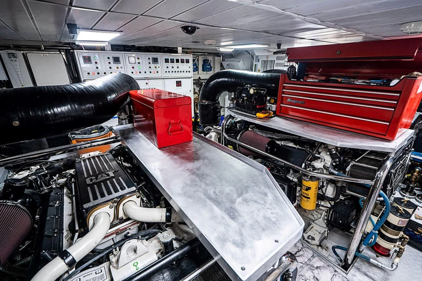 The engine room is equipped with advanced machinery and tools, ensuring optimal performance and maintenance. aboard BEAUTIFUL M Yacht for Sale
