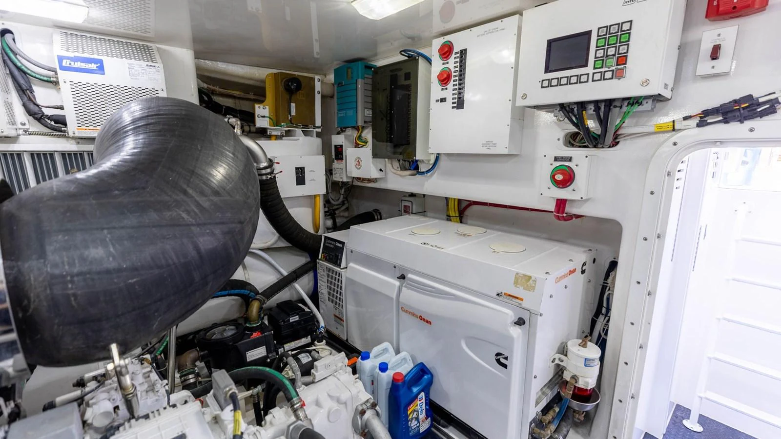 The engine room is equipped with advanced machinery and control systems for optimal yacht performance. aboard CE Yacht for Sale