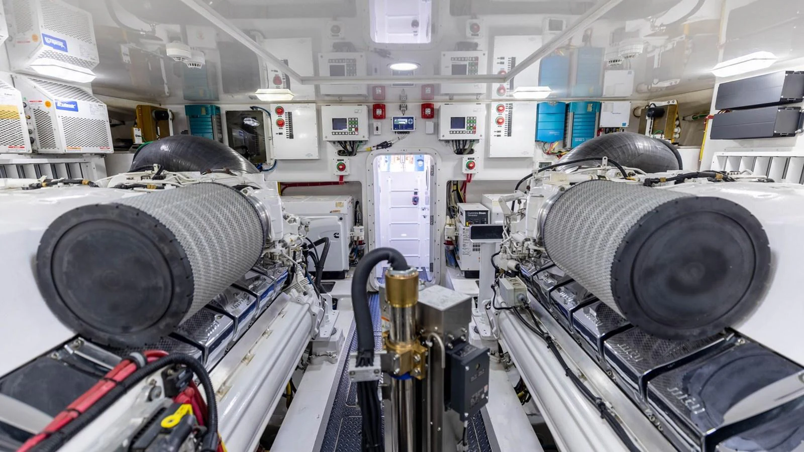 The engine room showcases the yacht's powerful and meticulously maintained machinery. aboard CE Yacht for Sale