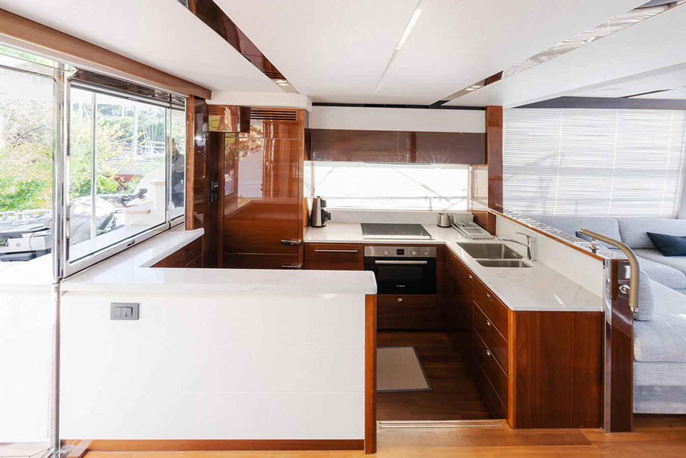 The galley features modern appliances and a sleek design with ample natural light. aboard DAPHNE Yacht for Sale