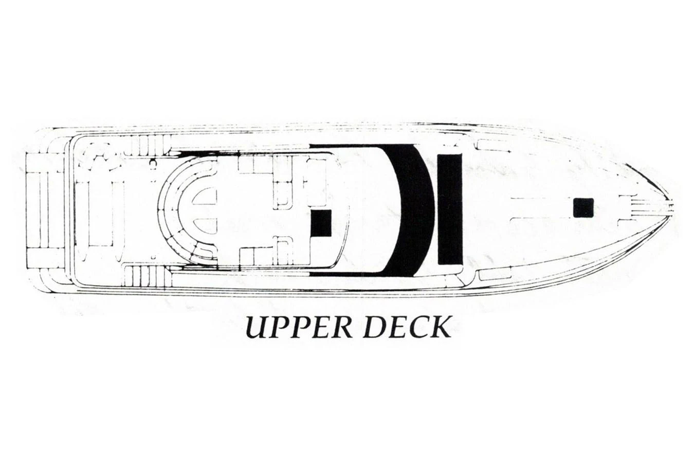 A detailed layout plan of the yacht's upper deck. aboard SHOW ME THE MONEY Yacht for Sale