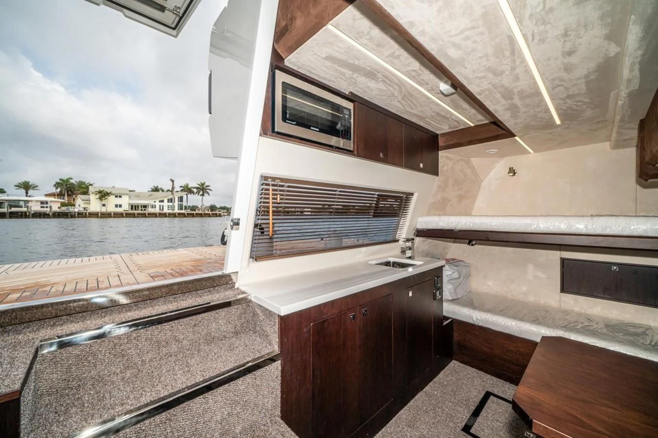 The yacht's galley features modern appliances and sleek cabinetry, providing a functional and stylish space for meal preparation. aboard GALEON Yacht for Sale
